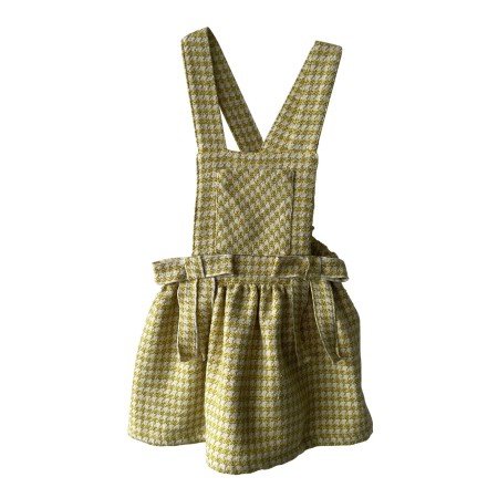 Salopette jupe en pied de poule vert