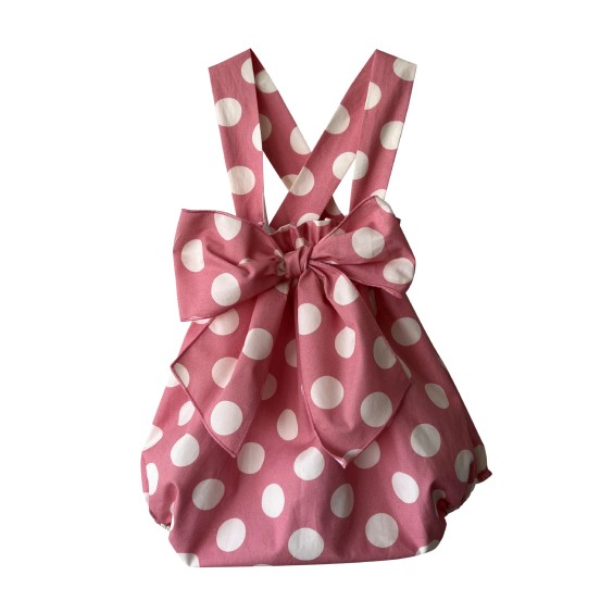 Pink with ivory dots romper Pink with ivory dots romper