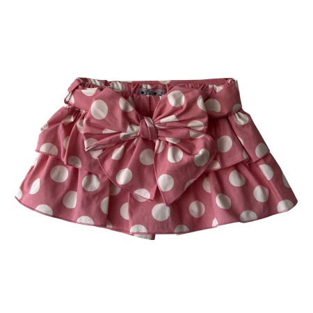 Pink with ivory dots frill skirt