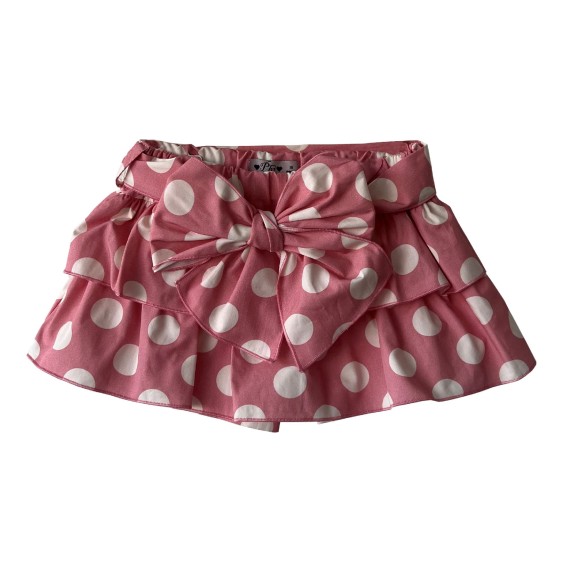 Pink with ivory dots frill skirt