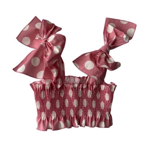 Pink with ivory dots top Pink with ivory dots top