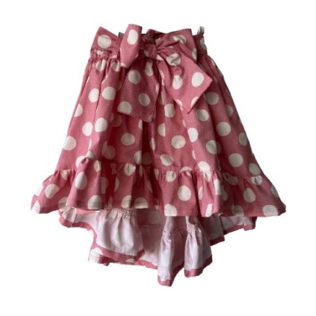 Pink with ivory dots long skirt