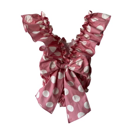 Fato de banho de algodão rosa com bolas Fato de banho de algodão rosa com bolas