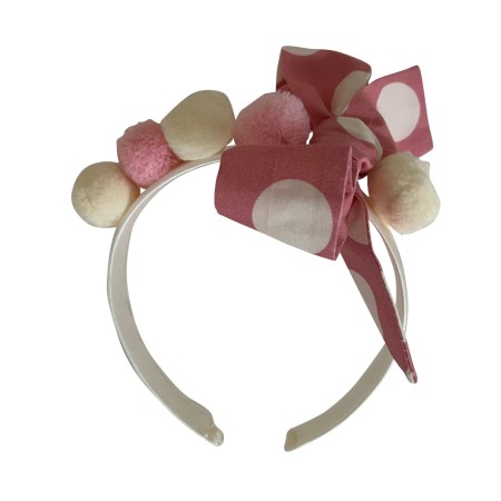 Pink with ivory dots headband