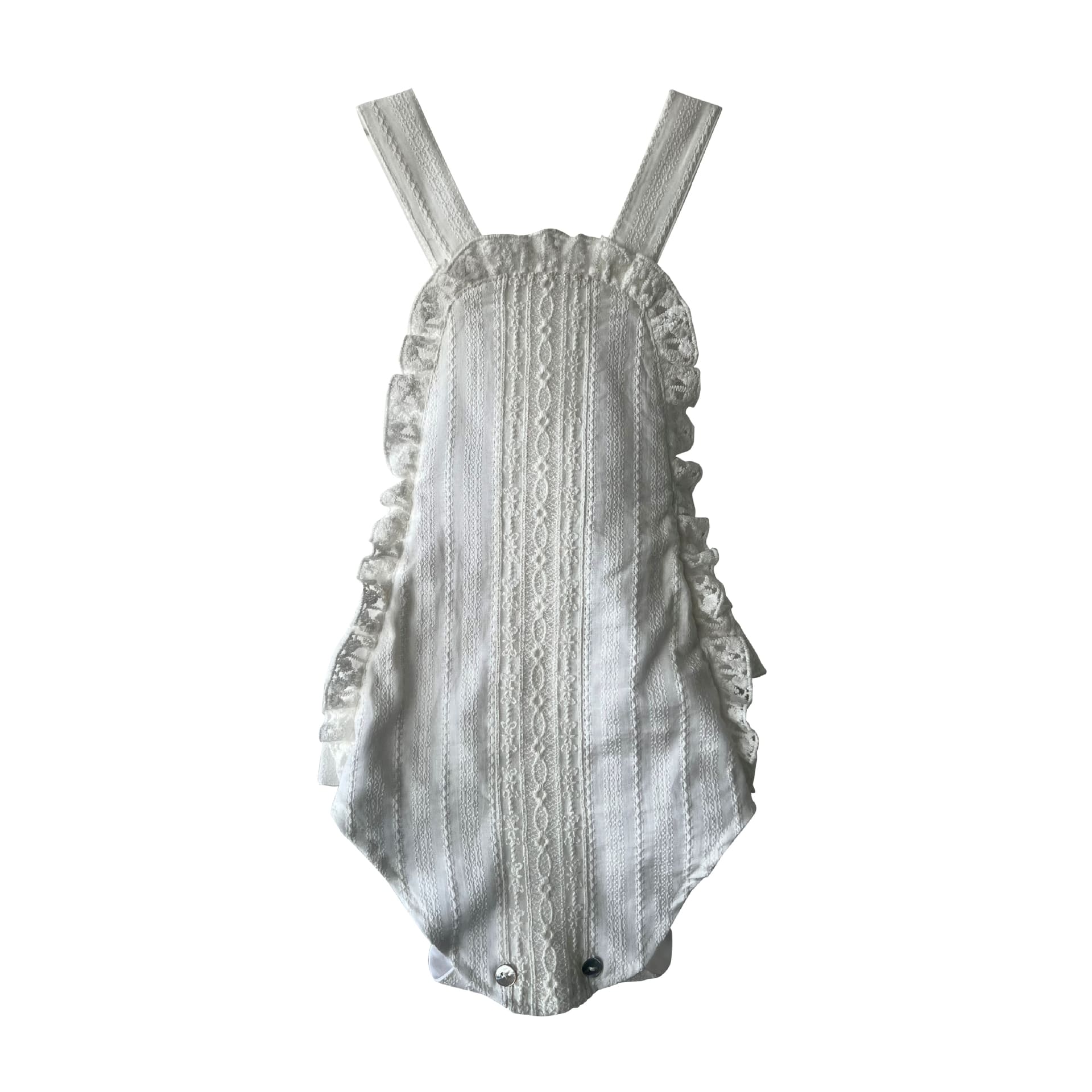 Barboteuse à broderie anglaise ivoire avec volants