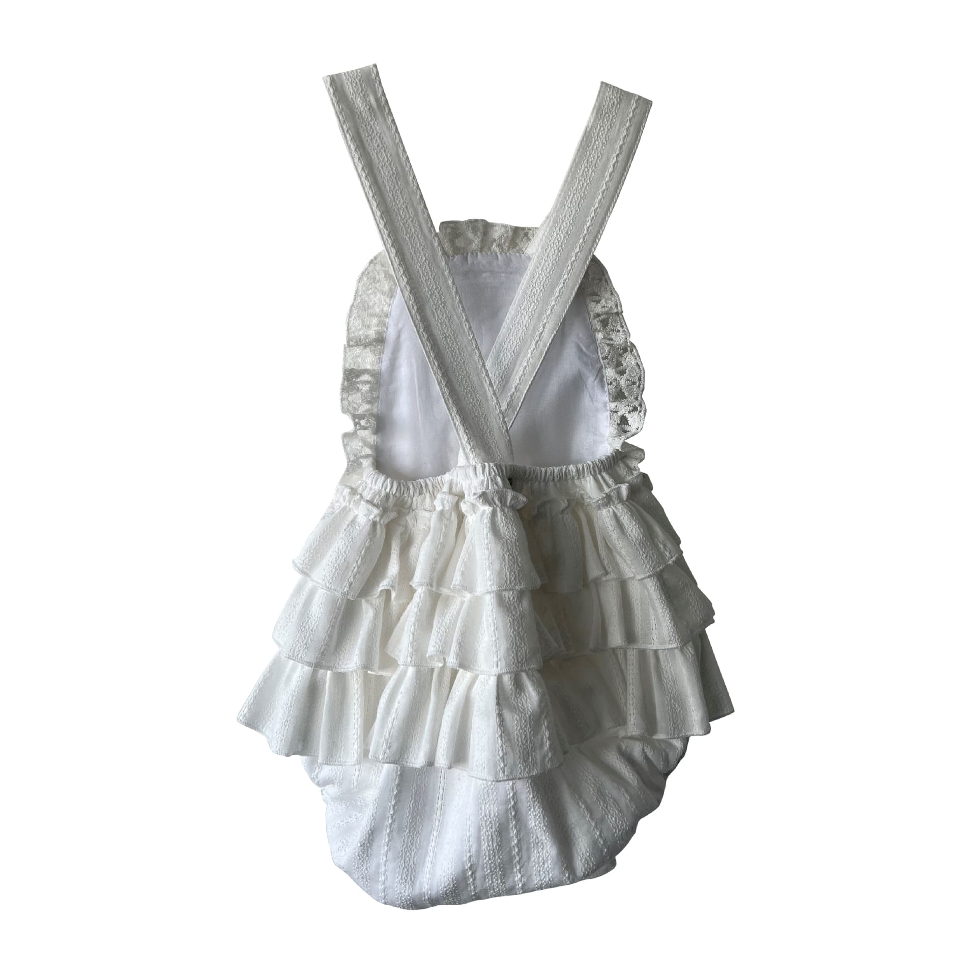 Barboteuse à broderie anglaise ivoire avec volants