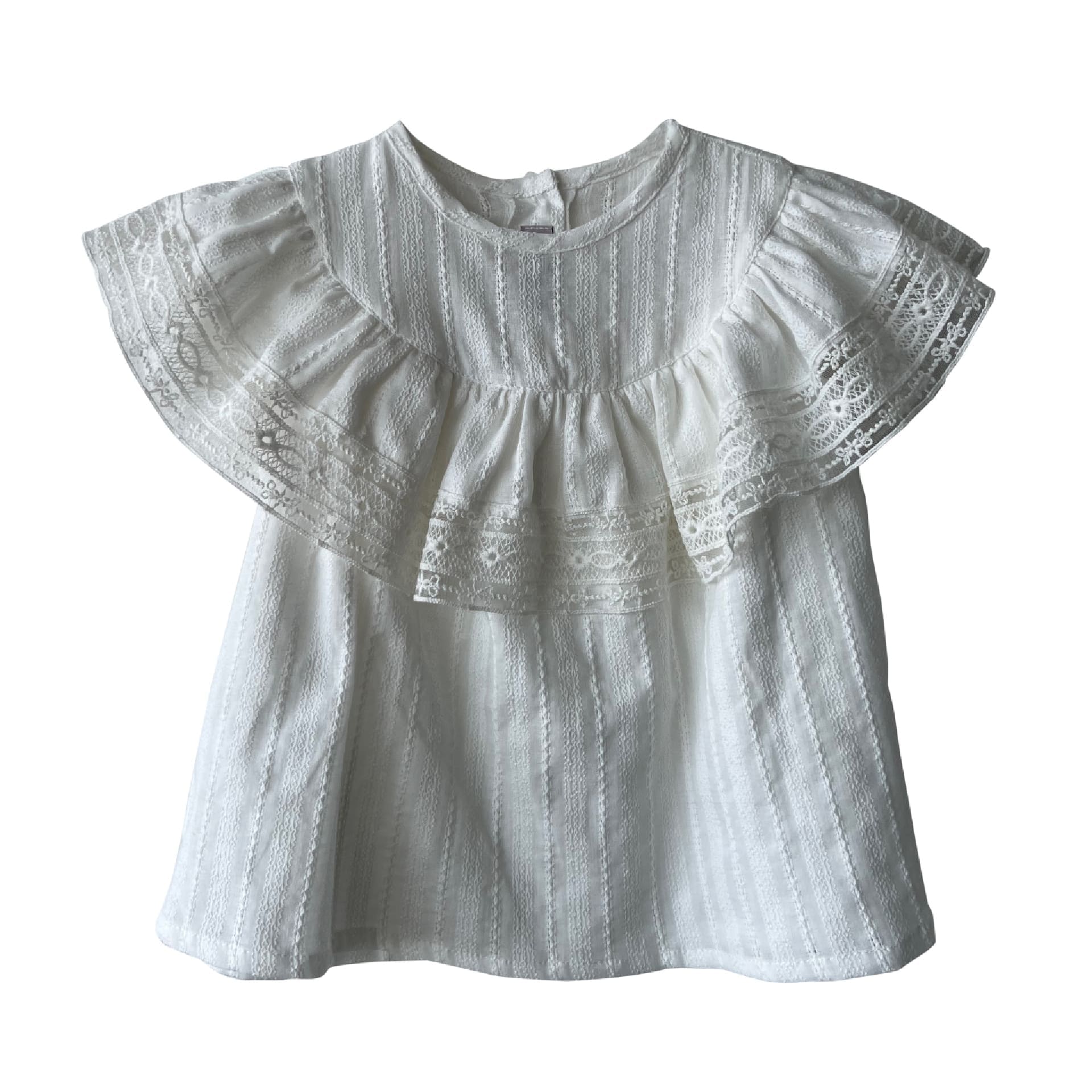 Blouse  broderie anglaise ivoire avec col volant
