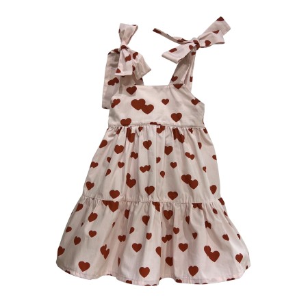Pink with red hearts two bows dress