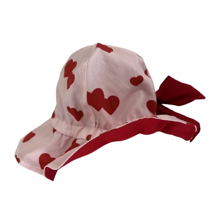 Pink with red hearts sun hat