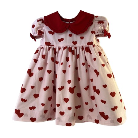 Pink with red hearts classic dress