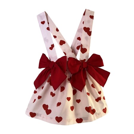 Pink with red hearts skirt with straps