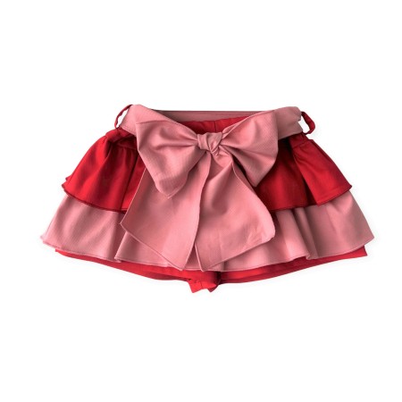 Red and pink piquet frill skirt