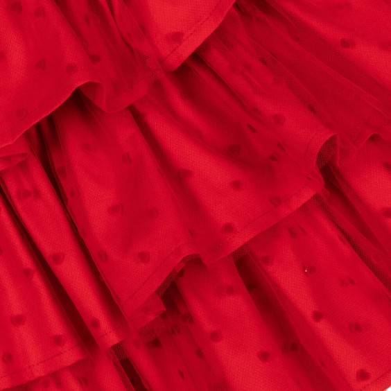 Vestido piqu� vermelho com tule cora��es