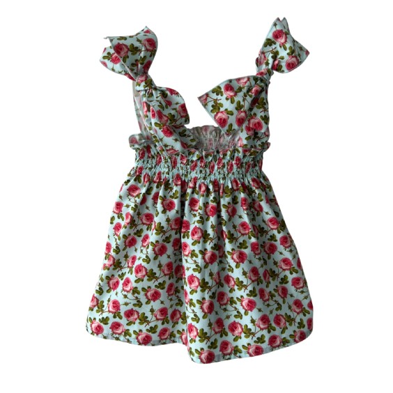 Blue with pink roses straps blouse