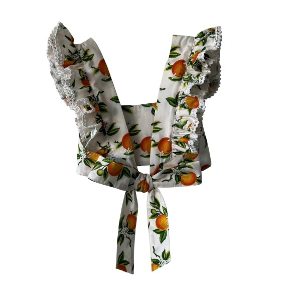 Cropped top  oranges avec dentelle