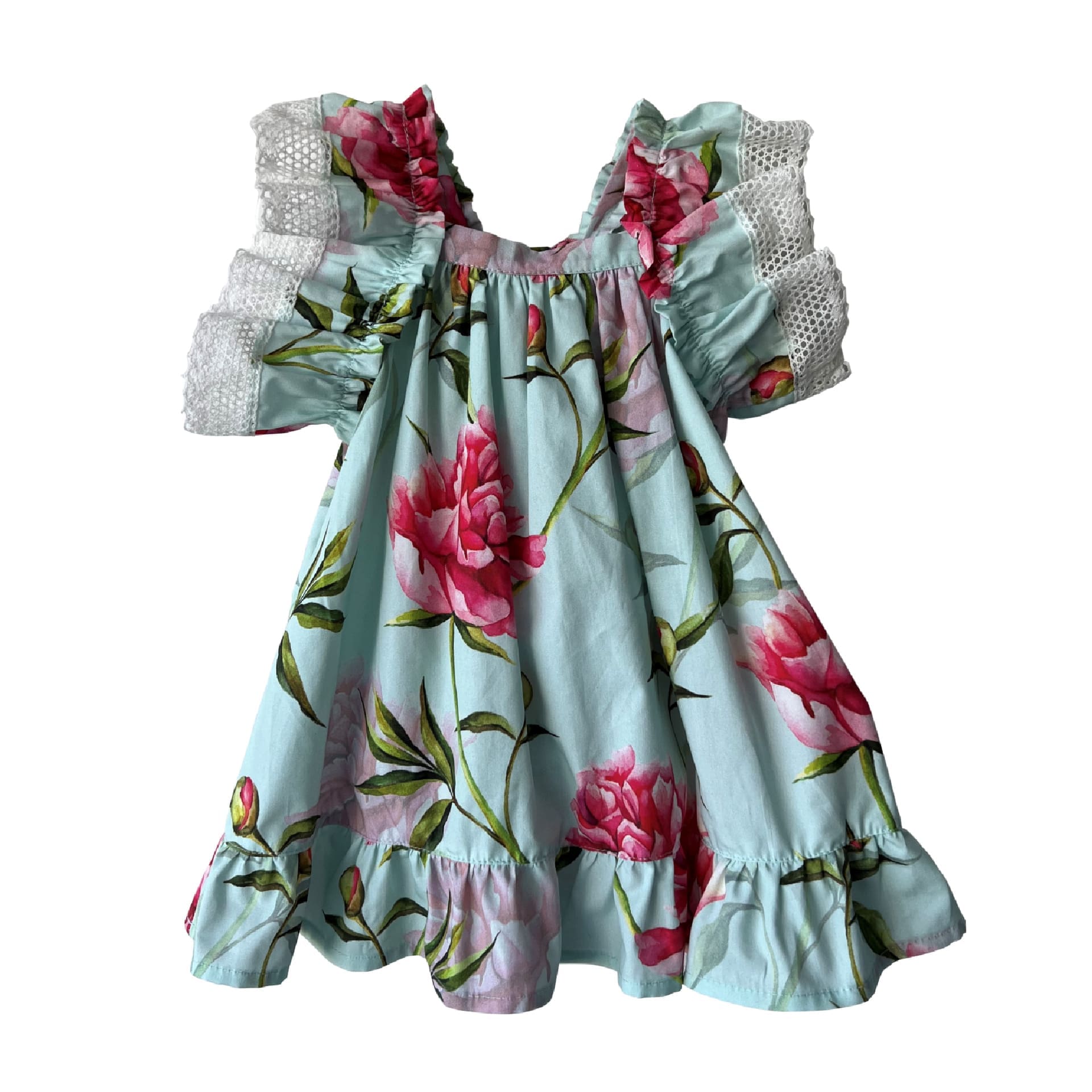 Mint with pink flowers dress