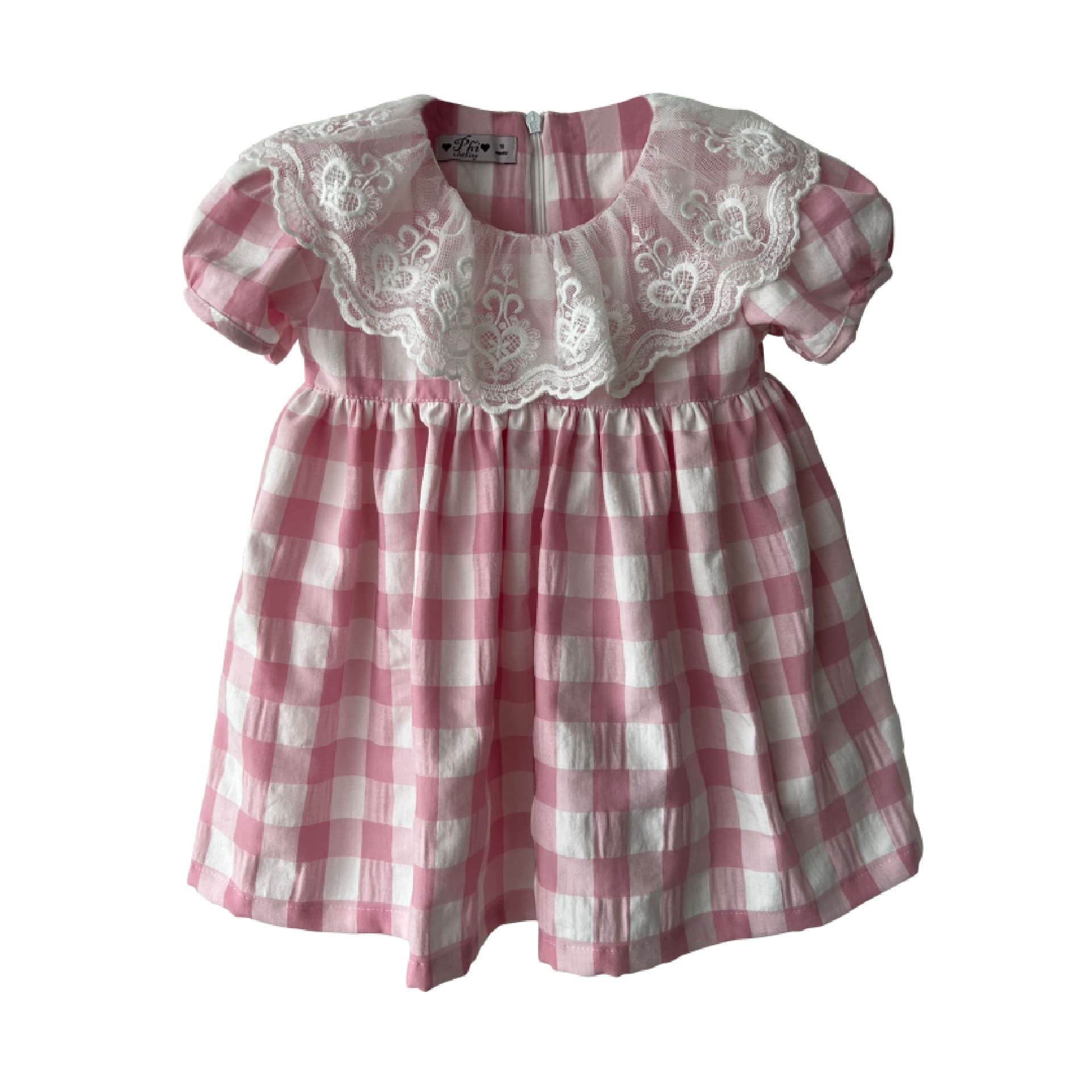 Pink check dress with tule