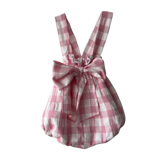 Pink check romper