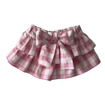 Pink check frill skirt