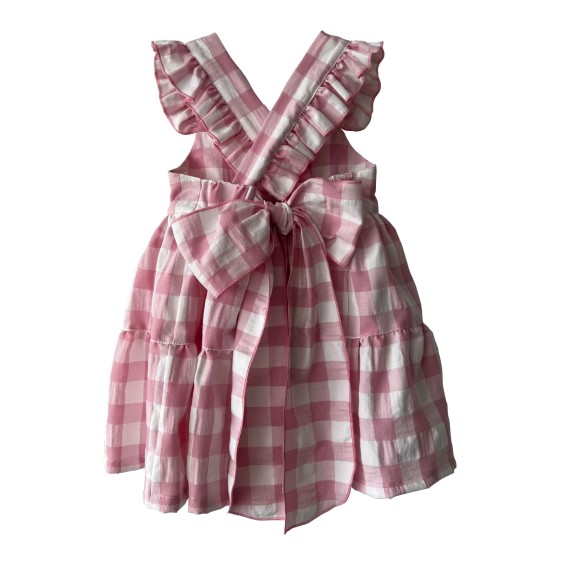 Pink check dress with straps