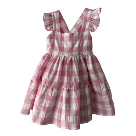 Pink check dress with straps
