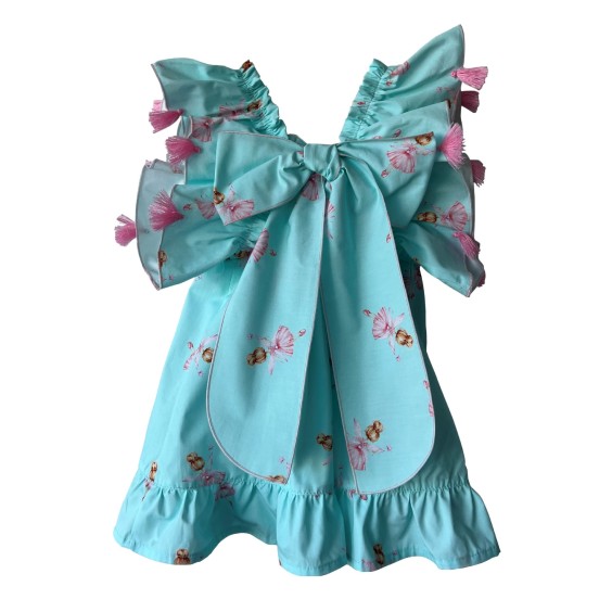 Blue with ballerinas tassels dress