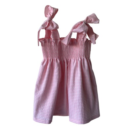 Pink vichy elastic dress