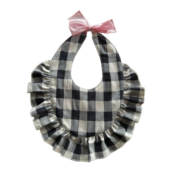 Black and white check bib