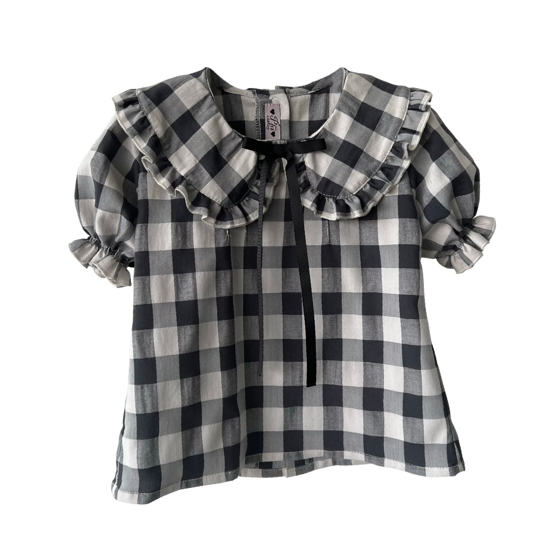 Black and white check blouse