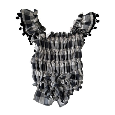Black and white check cotton swimsuit