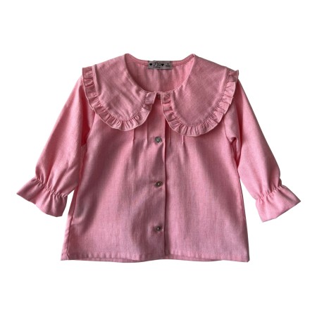 Pink chambray 2 collar blouse