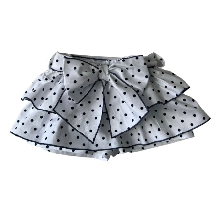 Ivory with navy dots frill skirt