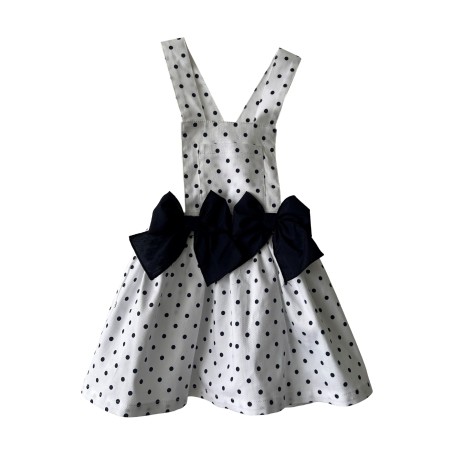 Ivory with navy dots dungaree skirt