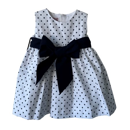 Ivory with navy dots classic dress
