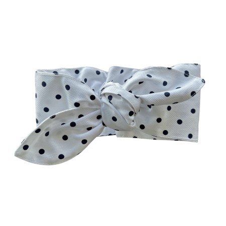 Ivory with navy dots hairband