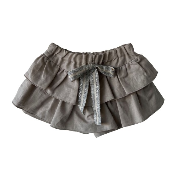 Beige linen frill skirt