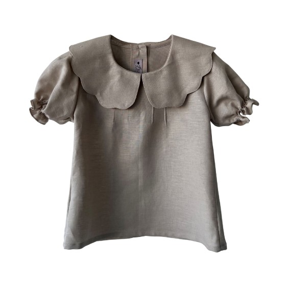 Beige linen 2 collar blouse Beige linen 2 collar blouse