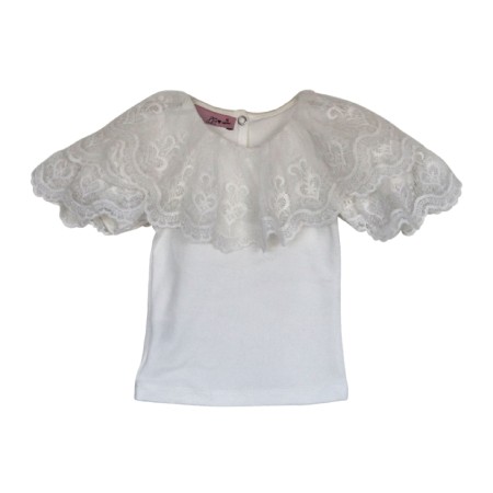 Ivory tshirt with tule and sleeve