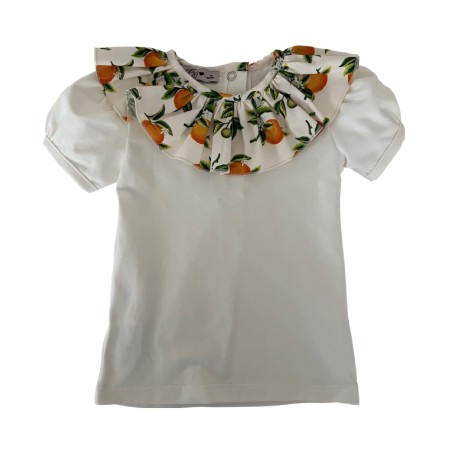 Ivory tshirt with oranges collar