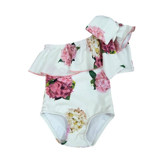 Pink hydrangeas one shoulder swimsuit Pink hydrangeas one shoulder swimsuit