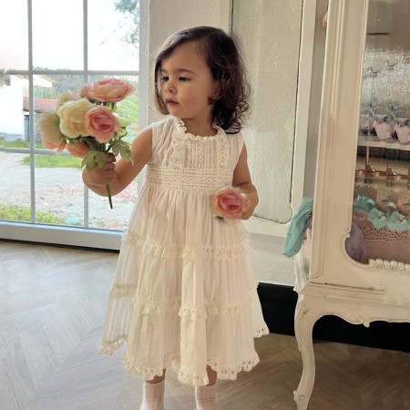 Ivory embroidery midi dress