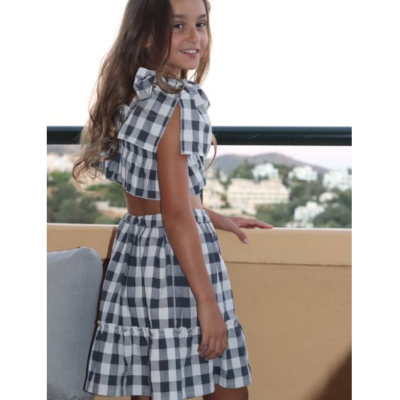 Black and white check skirt