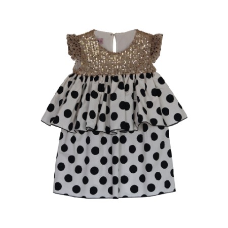 Ivory with black dots sequins dress
