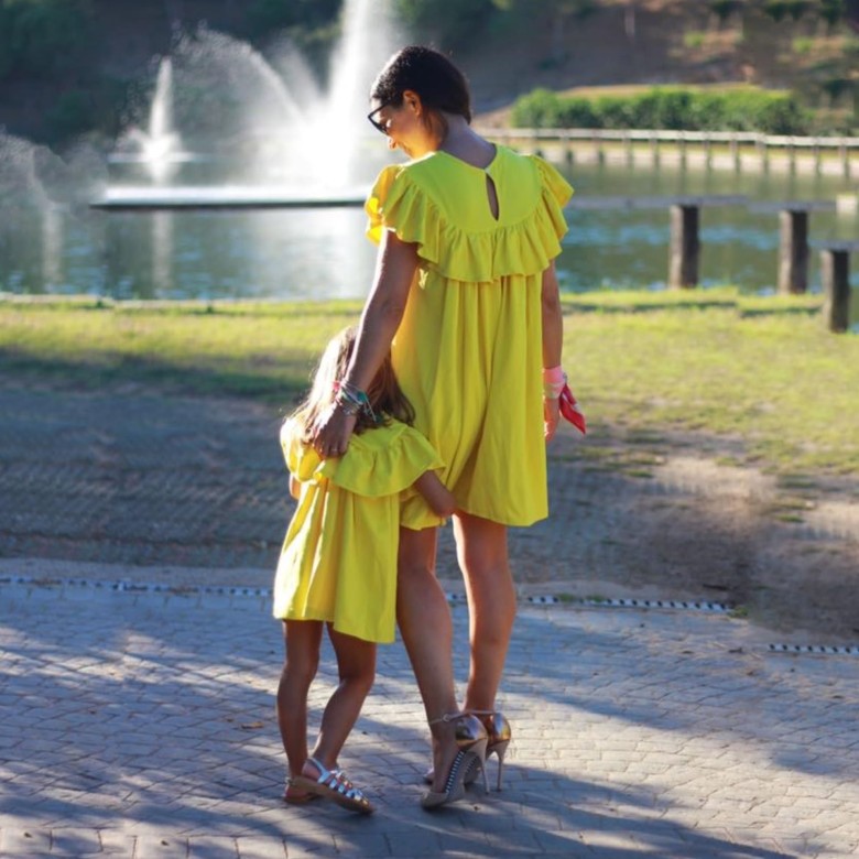 Vestido, mãe e filha, menina, festa, cerimónia, clássico Phi