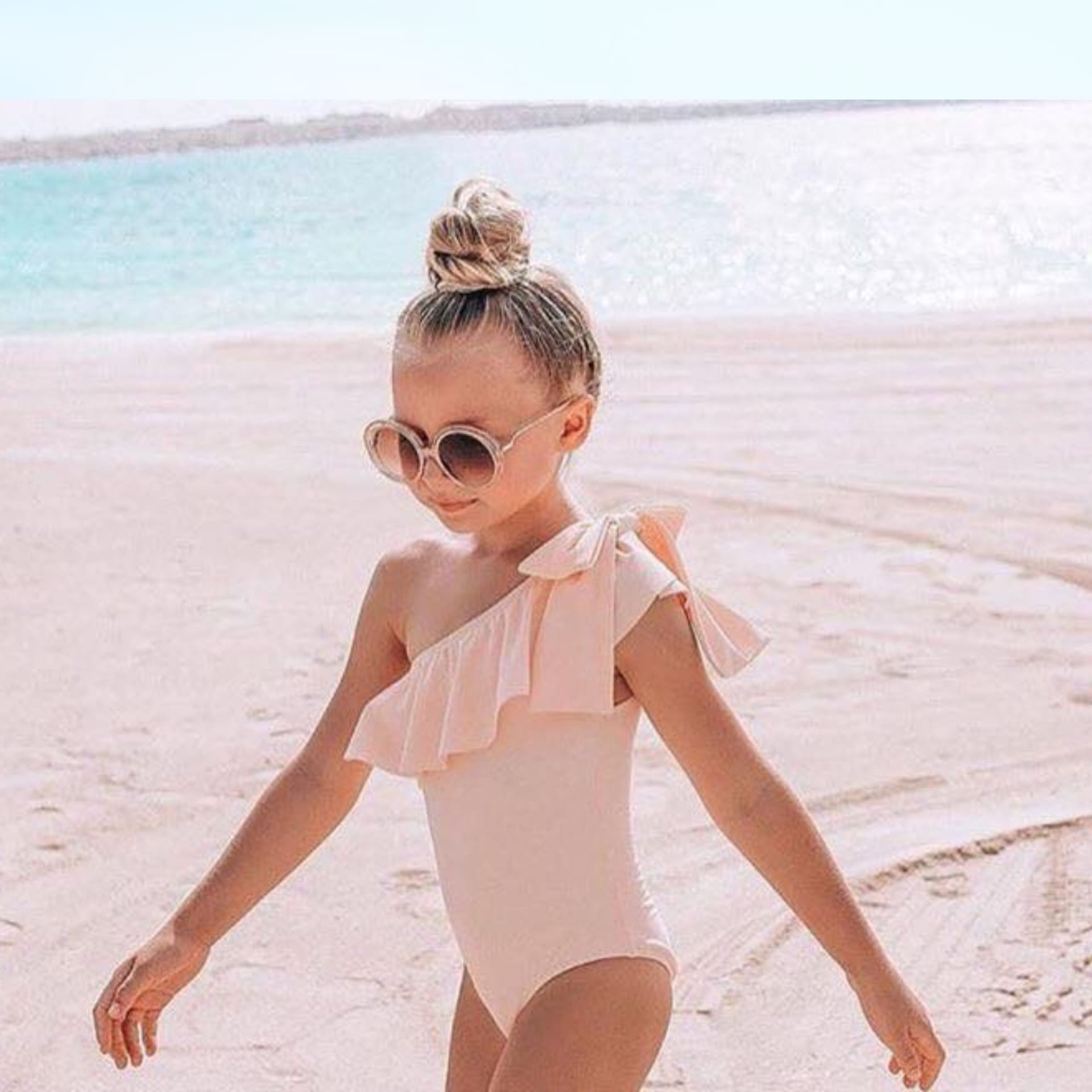 One shoulder pink swimsuit online