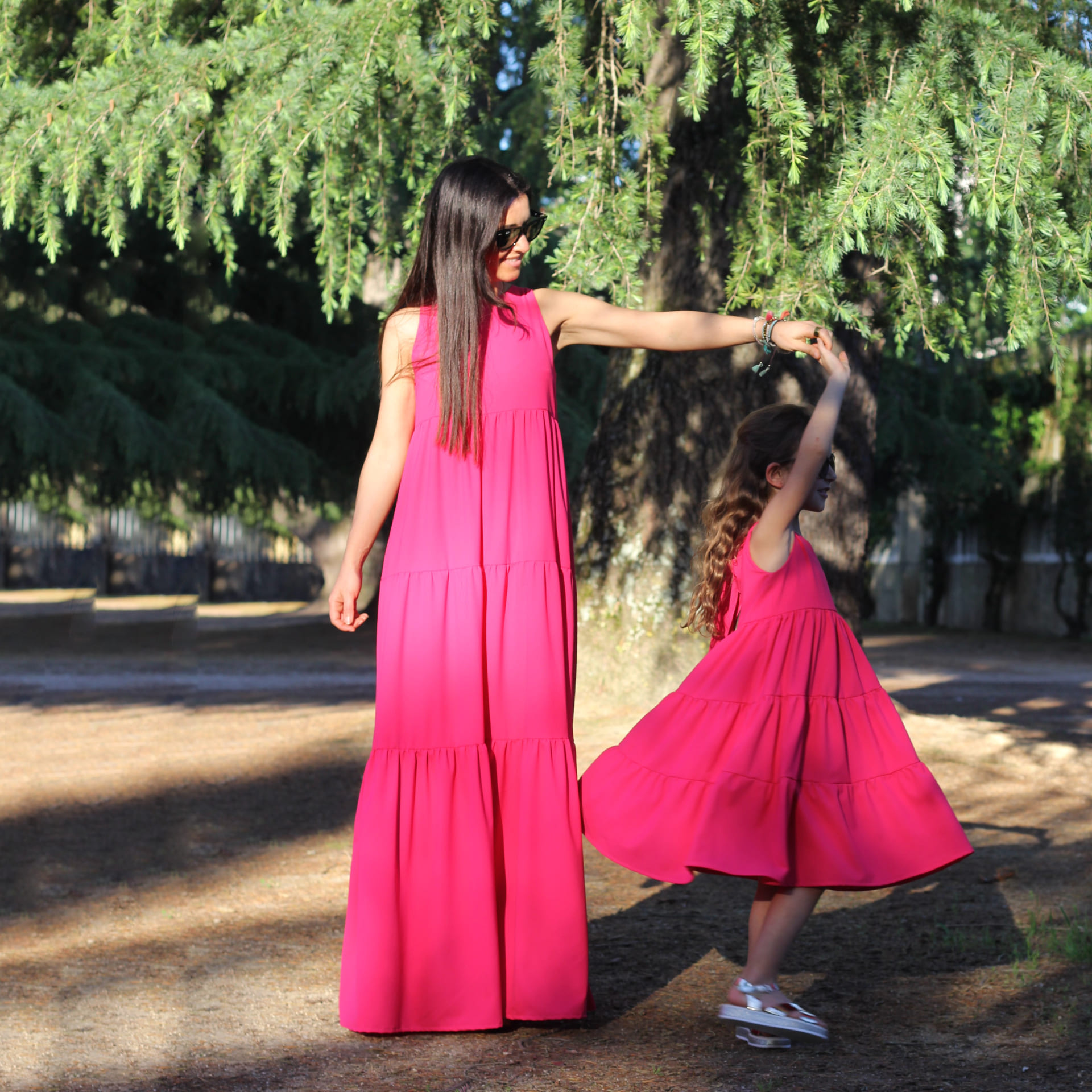 Robe longue rose