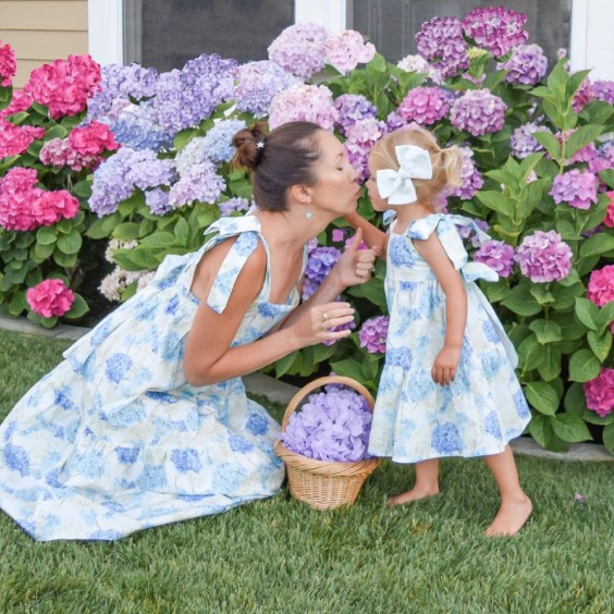 Vestido hortnsias azuis