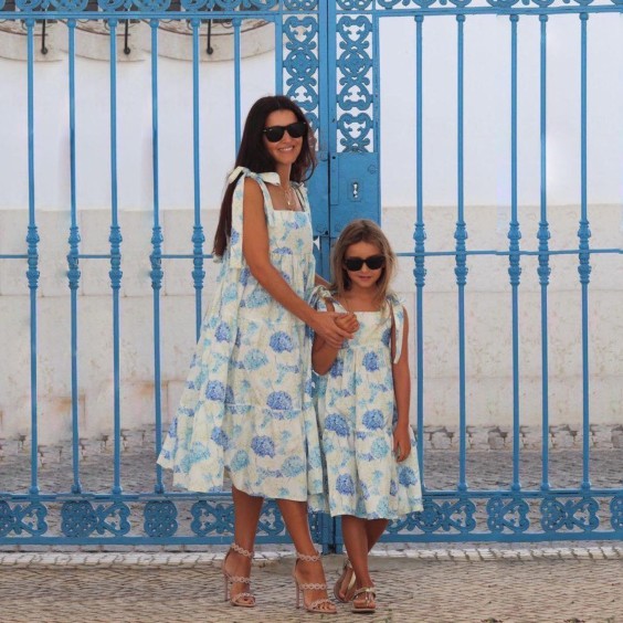 Vestido hortnsias azuis