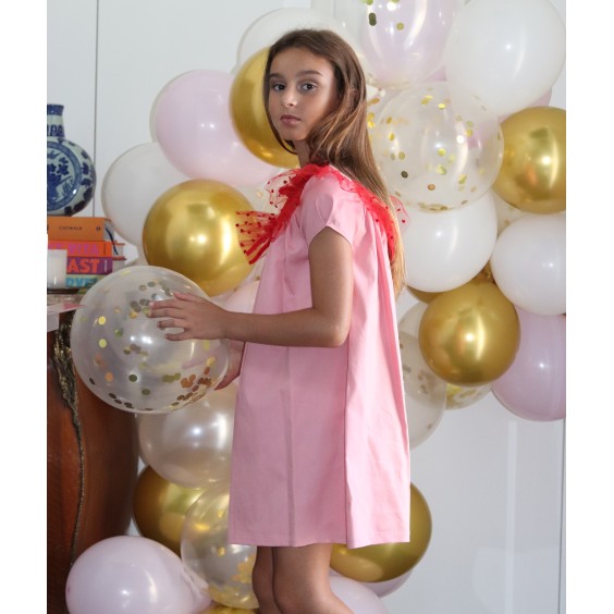 Pink dress with tule top