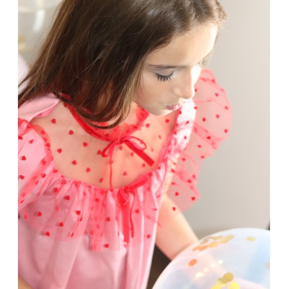 Pink dress with tule top